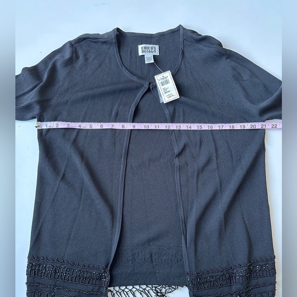NWT Vintage Chico’s Design Black Beaded Open Front Knit Cardigan Size 1 (US M) - Picture 7 of 11